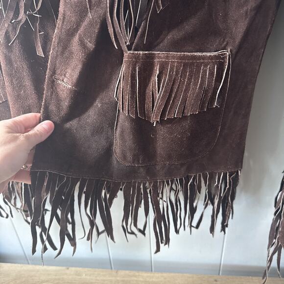 Vintage Suede Leather Fringe Jacket Made In Mexico Sz42 - Picture 2 of 11